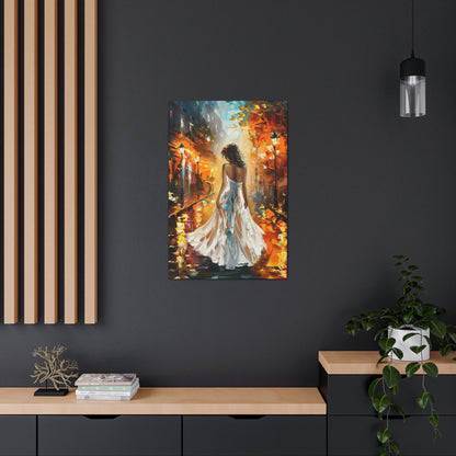 bride walking in the street - Leonid Afremov Style Digital Print Canvas Gallery Wraps