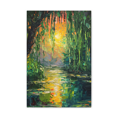 Lake in a Forest - Claude Monet Style Digital Print Canvas Gallery Wraps