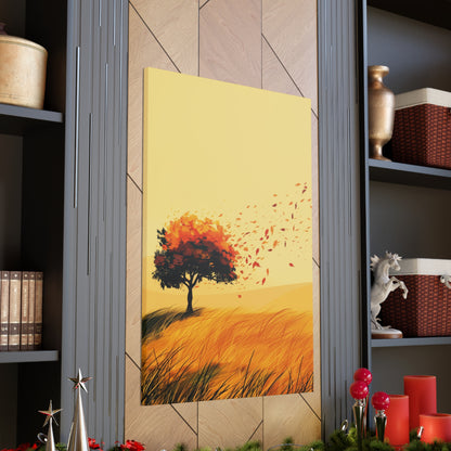 Tree in a Golden Sunset Digital Illustration Canvas Gallery Wraps