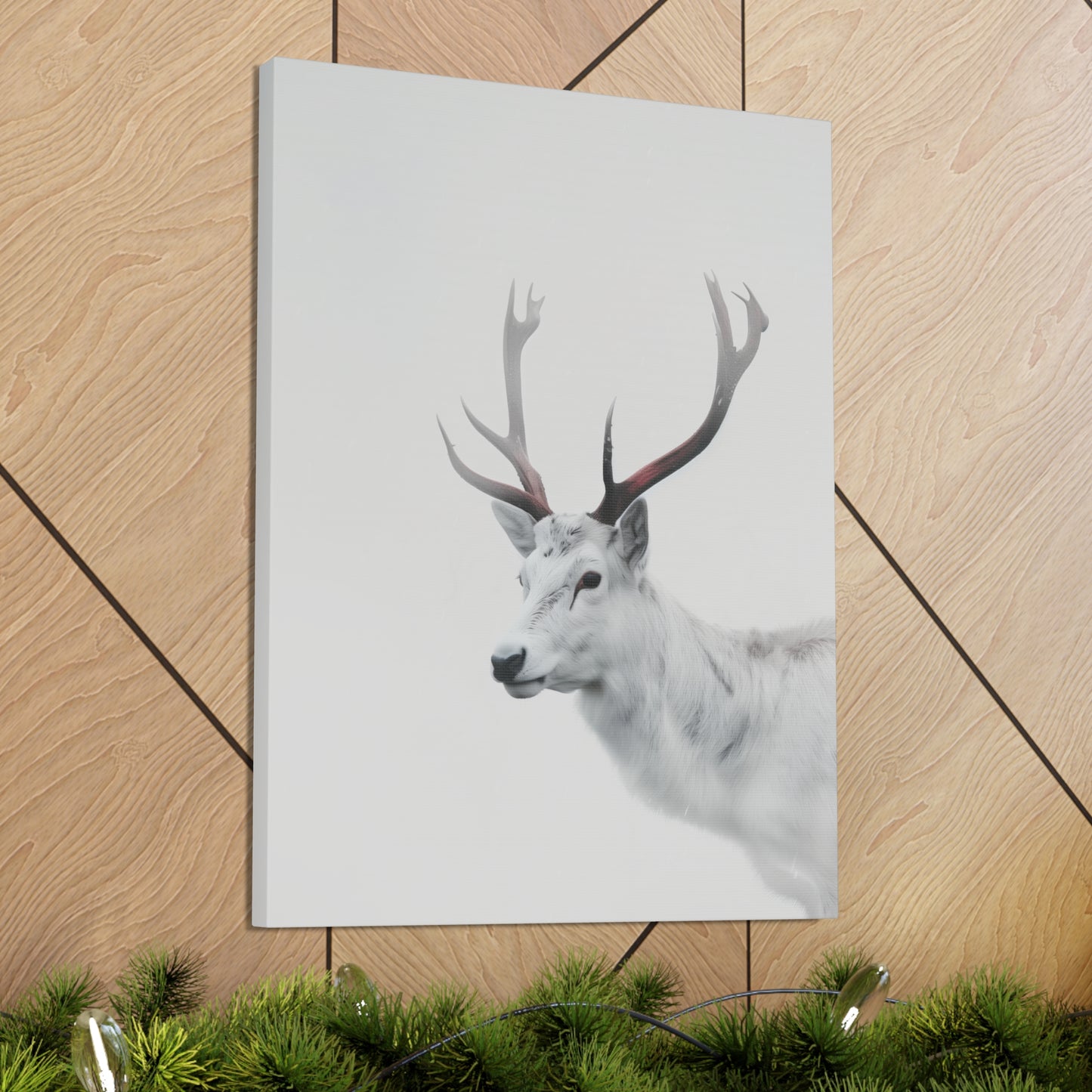 White Reindeer Digital Illustration Canvas Gallery Wraps