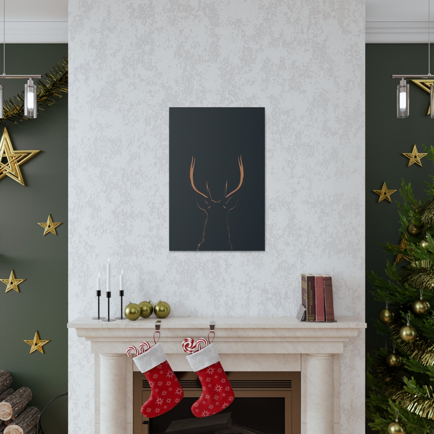 Reindeer antlers  Digital Illustration Canvas Gallery Wraps