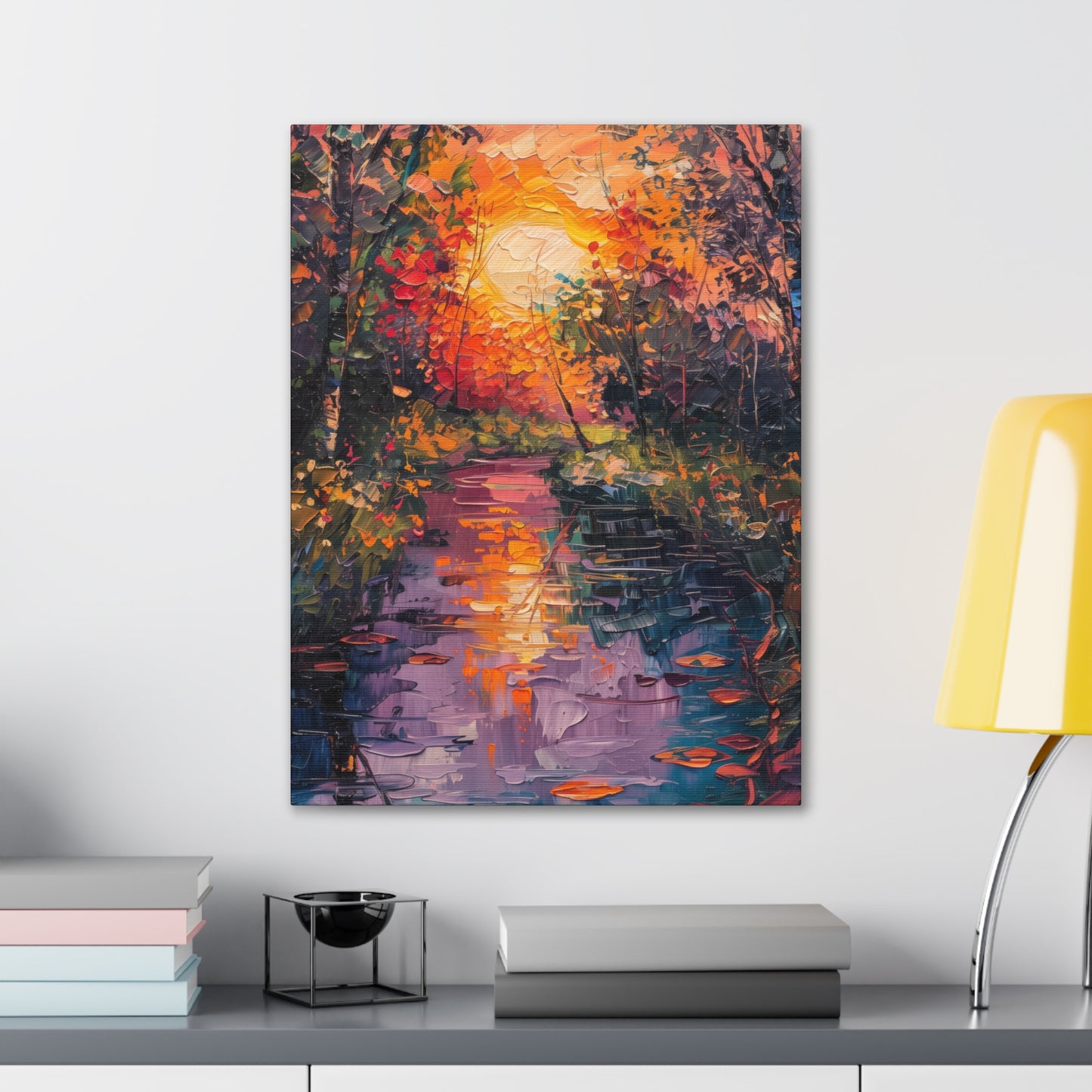 Pond in a Forest - Claude Monet Style Digital Print Canvas Gallery Wraps