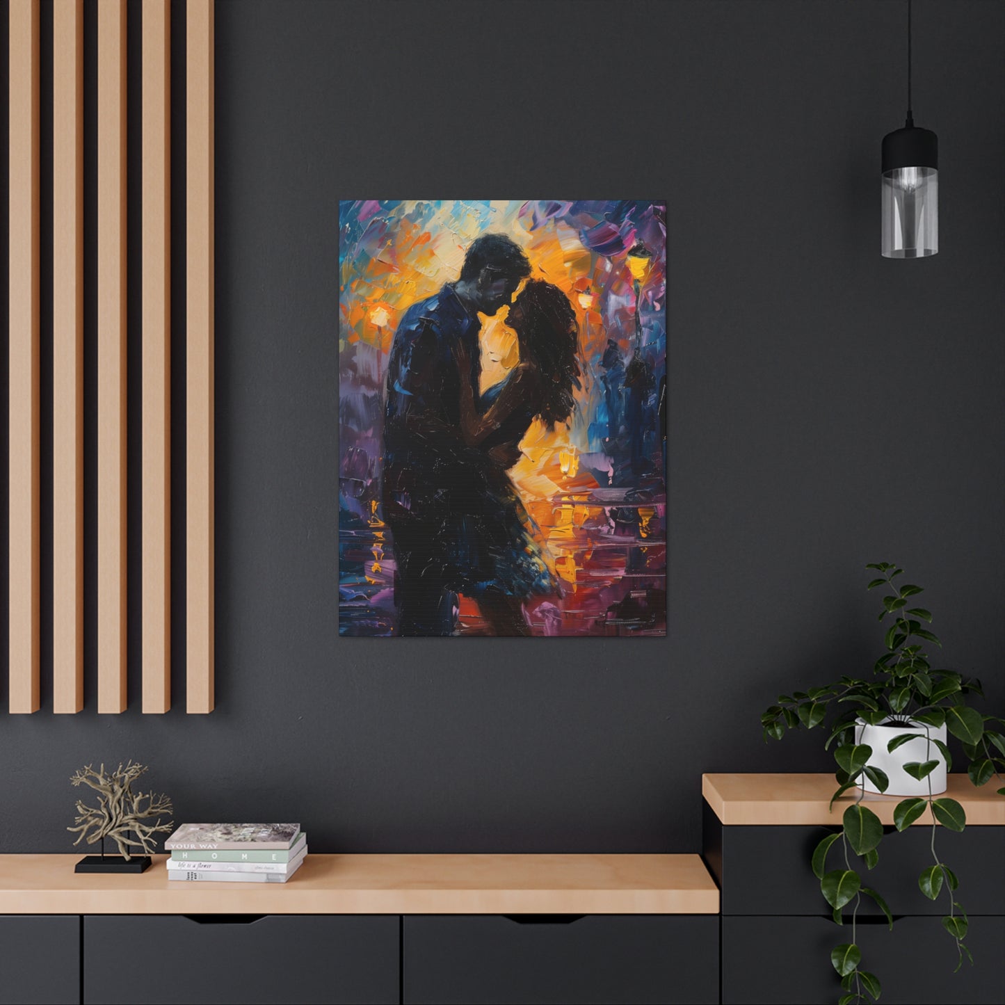 Couple - Leonid Afremov Style Digital Oil Painting Canvas Gallery Wraps