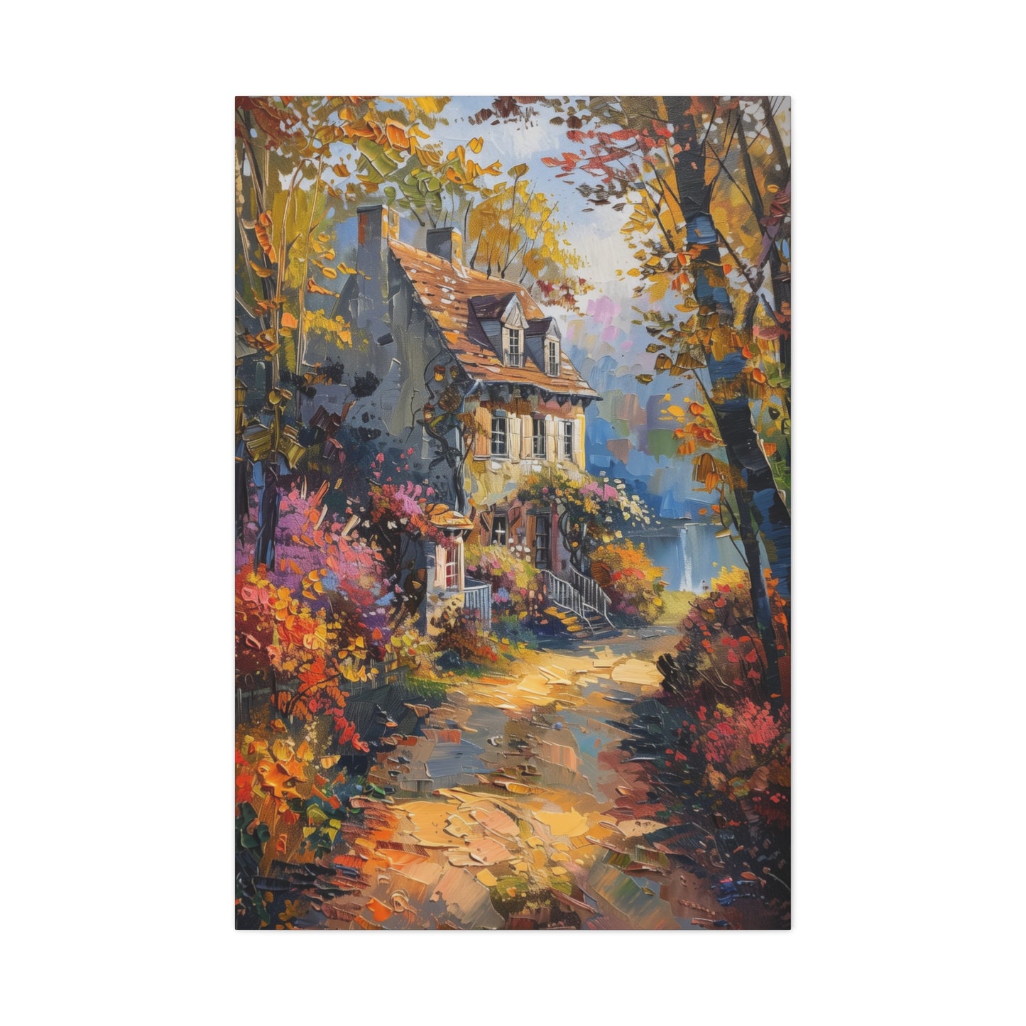 countryside village house medieval times Digital Oil Painting Print Canvas Gallery Wraps