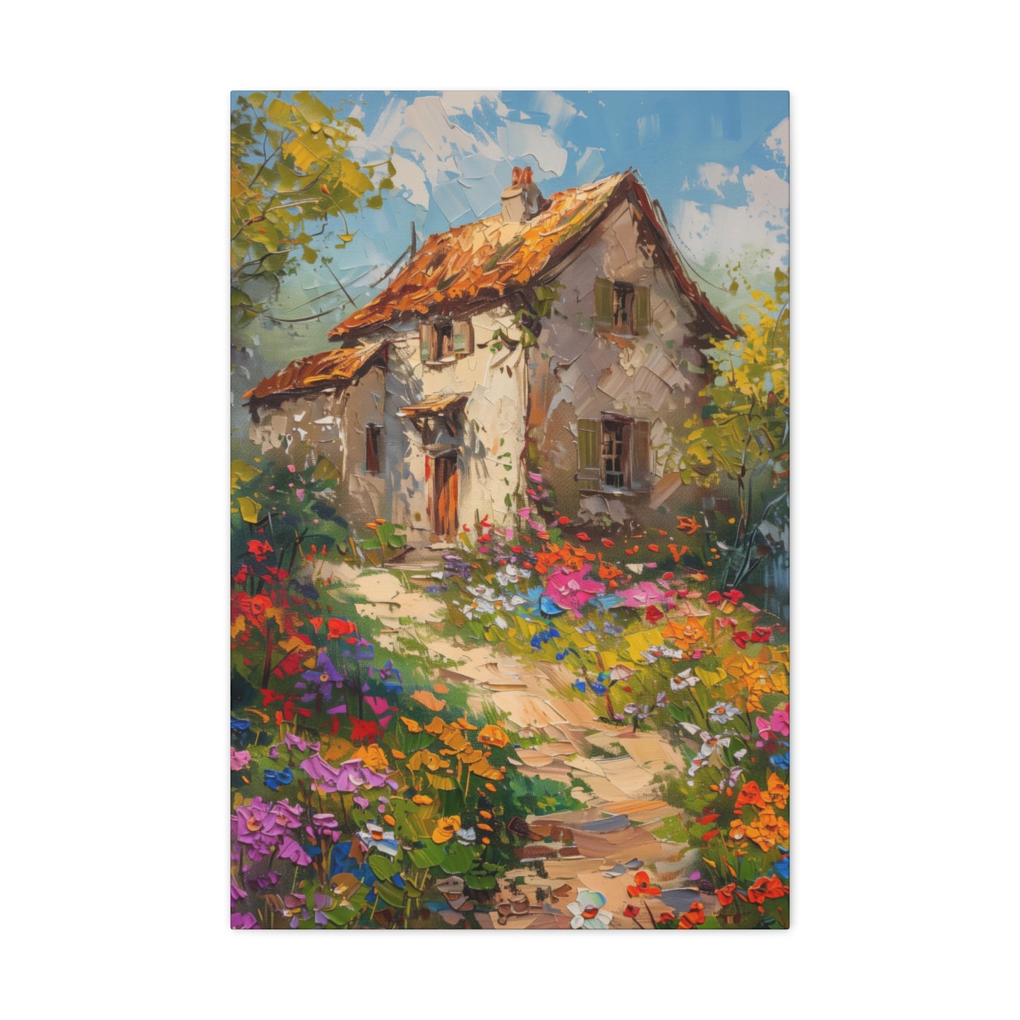 French country side whimsical old house Digital Oil Painting Print Canvas Gallery Wraps