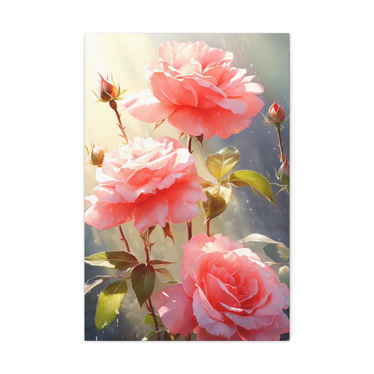 Rose Flowers - Watercolor Painting Digital Illustration Canvas Gallery Wraps