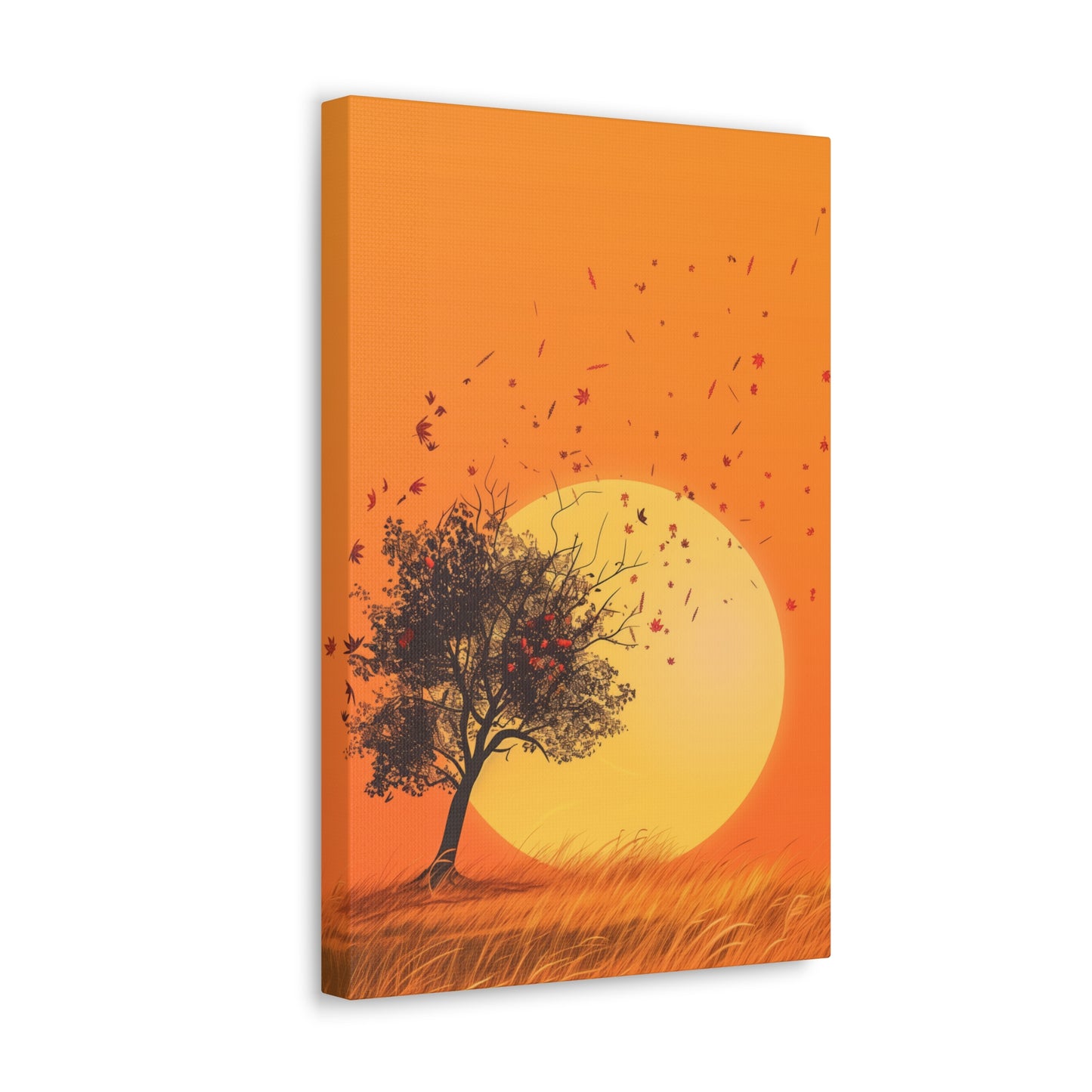 Tree in a Golden Sunset Digital Illustration Canvas Gallery Wraps