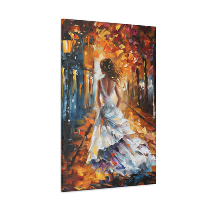 bride walking in street - Leonid Afremov Style Digital Print Canvas Gallery Wraps