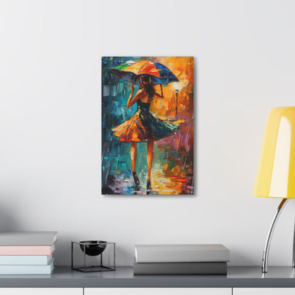 Walking in the Rain - Leonid Afremov Style Digital Print Canvas Gallery Wraps