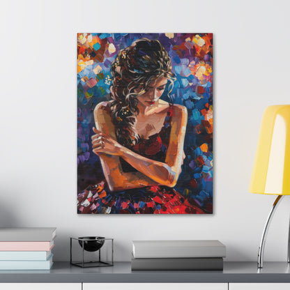 Girl with red dress - Leonid Afremov Style Digital Print Canvas Gallery Wraps