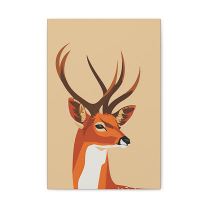 Deer with Antlers Digital Illustration Canvas Gallery Wraps