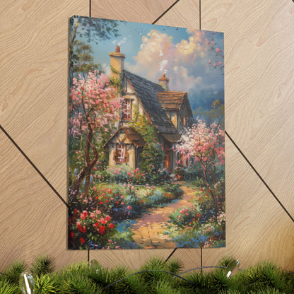 Countryside village house medieval times Digital Oil Painting Print Canvas Gallery Wraps