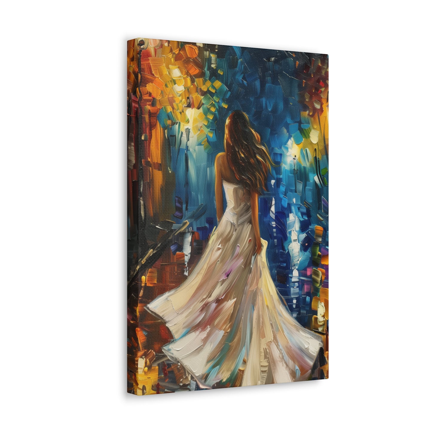 bride walking in the streets - Leonid Afremov Style Digital Print Canvas Gallery Wraps