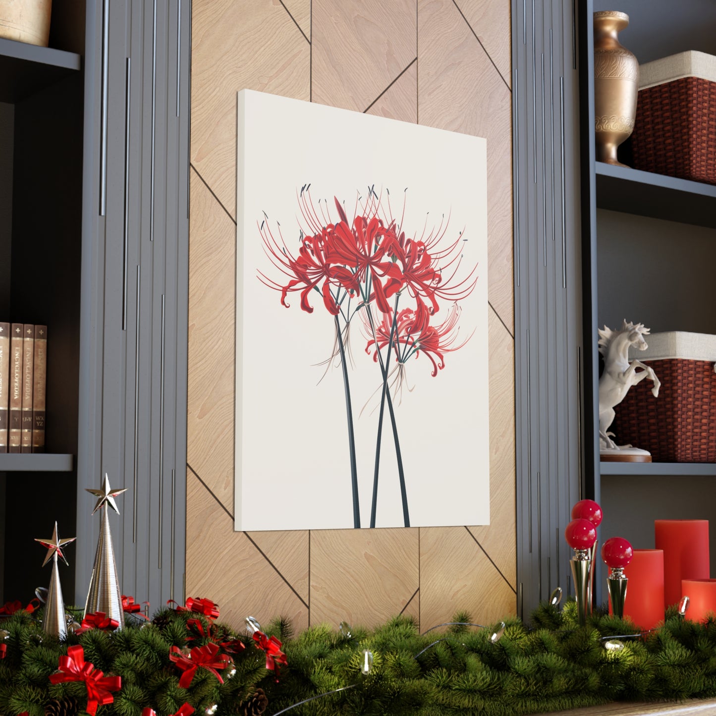 Red Spider Lily Flower Digital Illustration Canvas Gallery Wraps