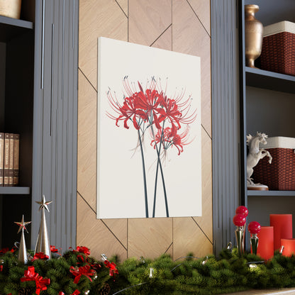 Red Spider Lily Flower Digital Illustration Canvas Gallery Wraps