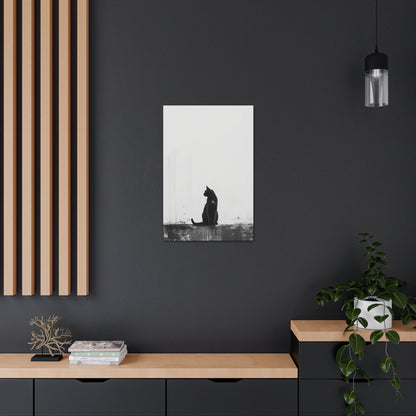 Black Cat Digital Illustration Canvas Gallery Wraps