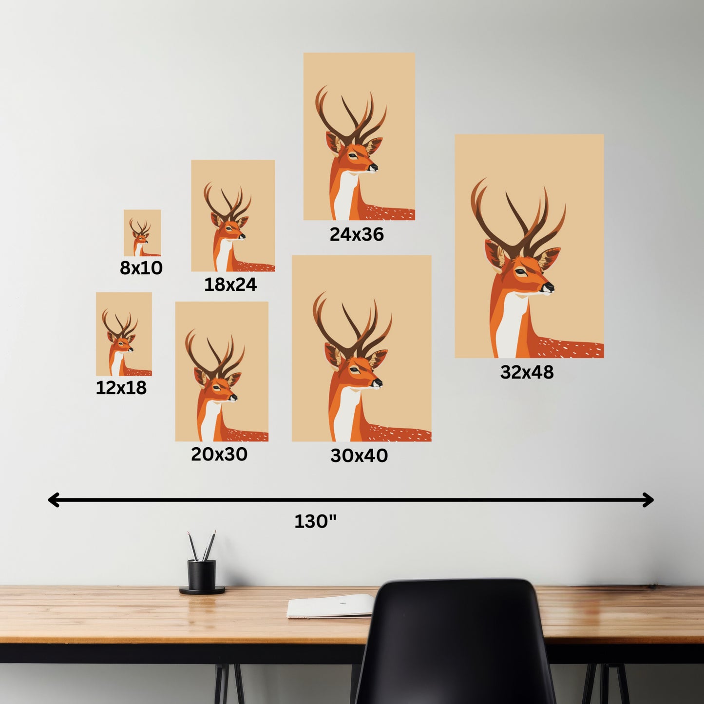 Deer with Antlers Digital Illustration Canvas Gallery Wraps