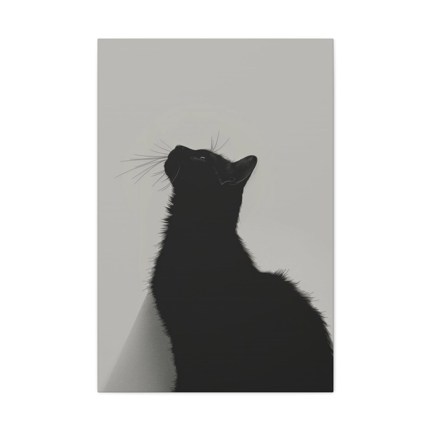 Black Cat Looking Up Digital Illustration Canvas Gallery Wraps