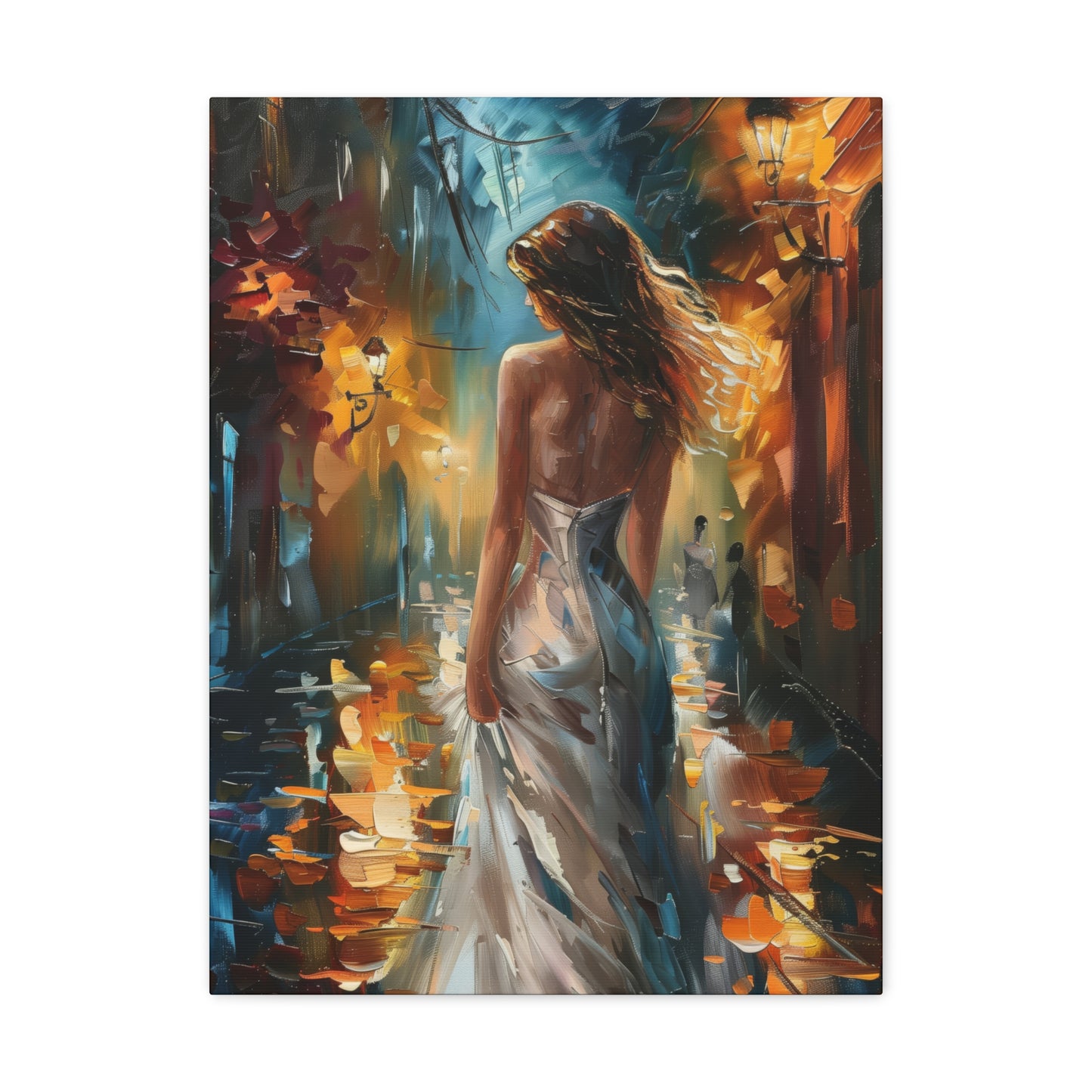 bride walking in street - Leonid Afremov Style Digital Print Canvas Gallery Wraps