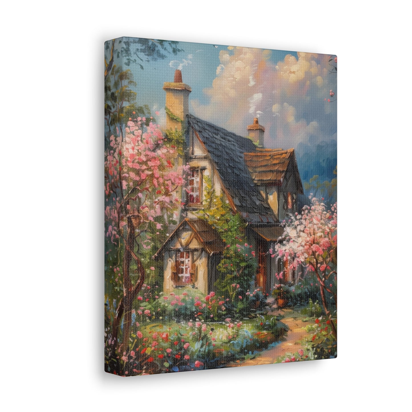 Countryside village house medieval times Digital Oil Painting Print Canvas Gallery Wraps