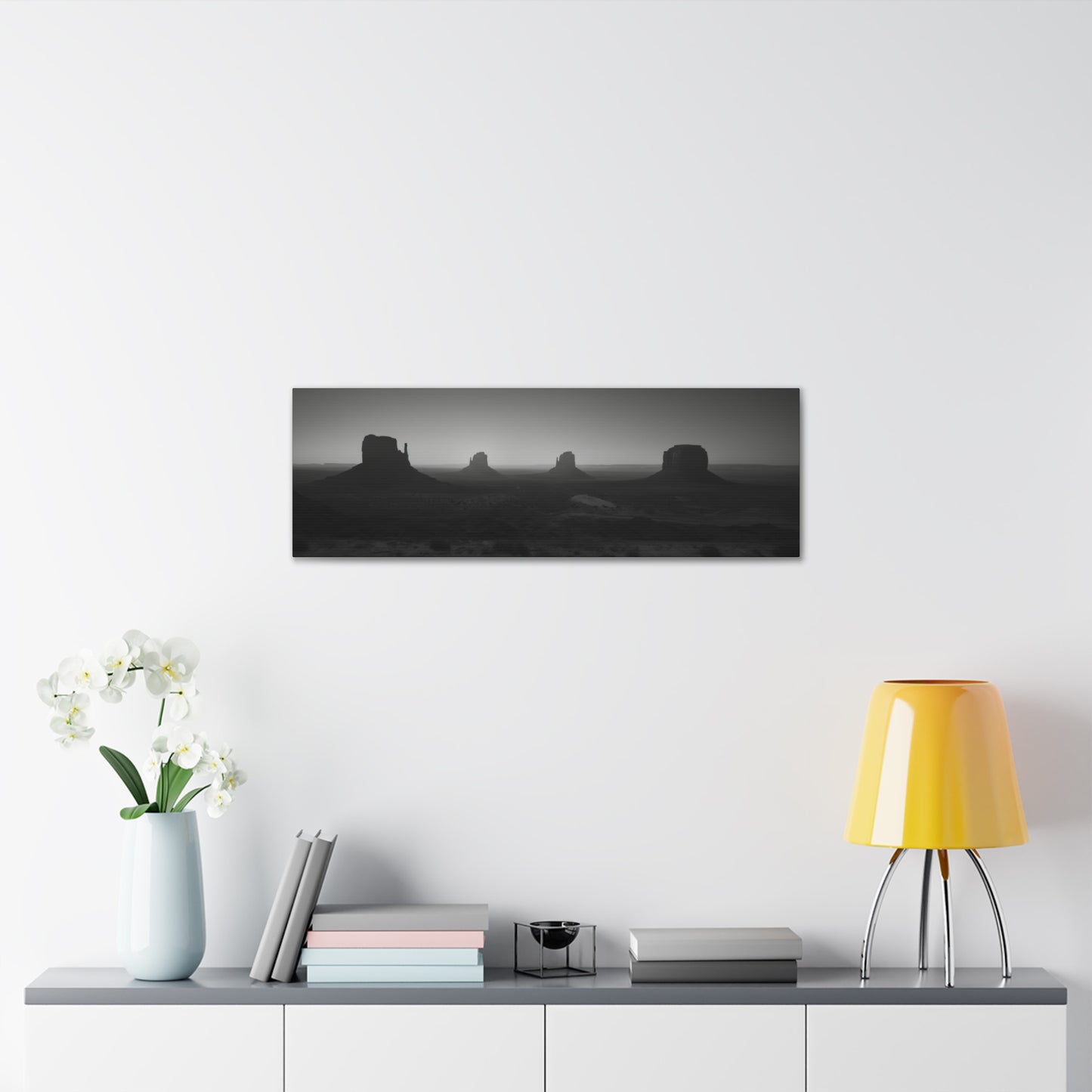 Wild West Desert of Arizona - Black and White Landscape Panorama Canvas Gallery Wraps