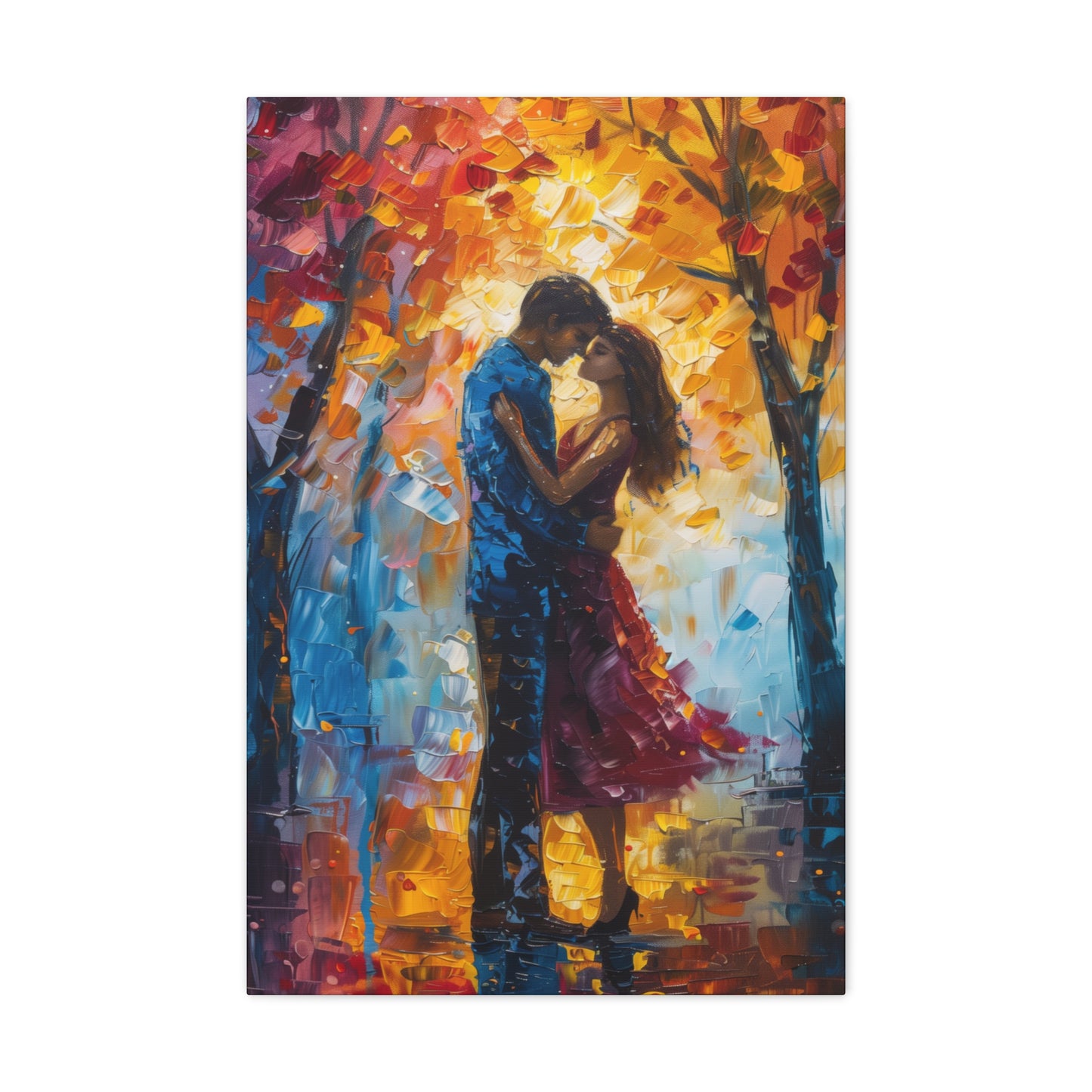 Couple - Leonid Afremov Style Digital Oil Painting Canvas Gallery Wraps