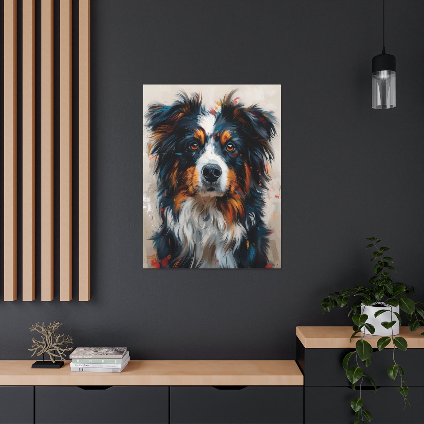 Border Collie Dog - Abstract Illustration Canvas Gallery Wraps