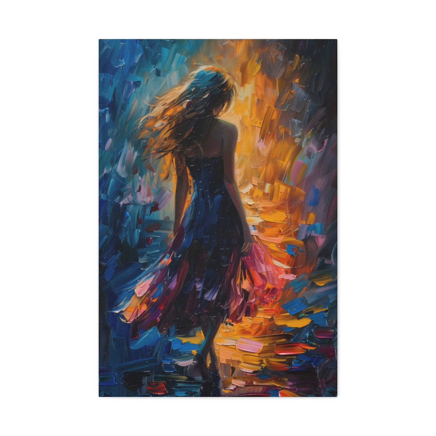 girl - Leonid Afremov Style Digital Print Canvas Gallery Wraps