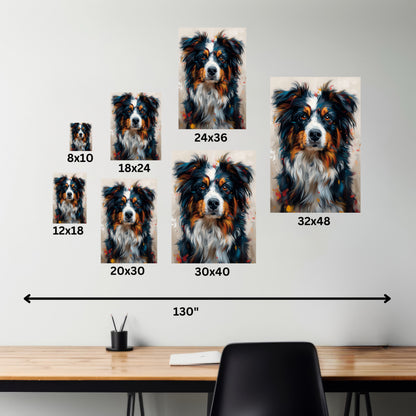 Border Collie Dog - Abstract Illustration Canvas Gallery Wraps