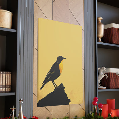 Bird Sitting on a Rock Digital Illustration Canvas Gallery Wraps