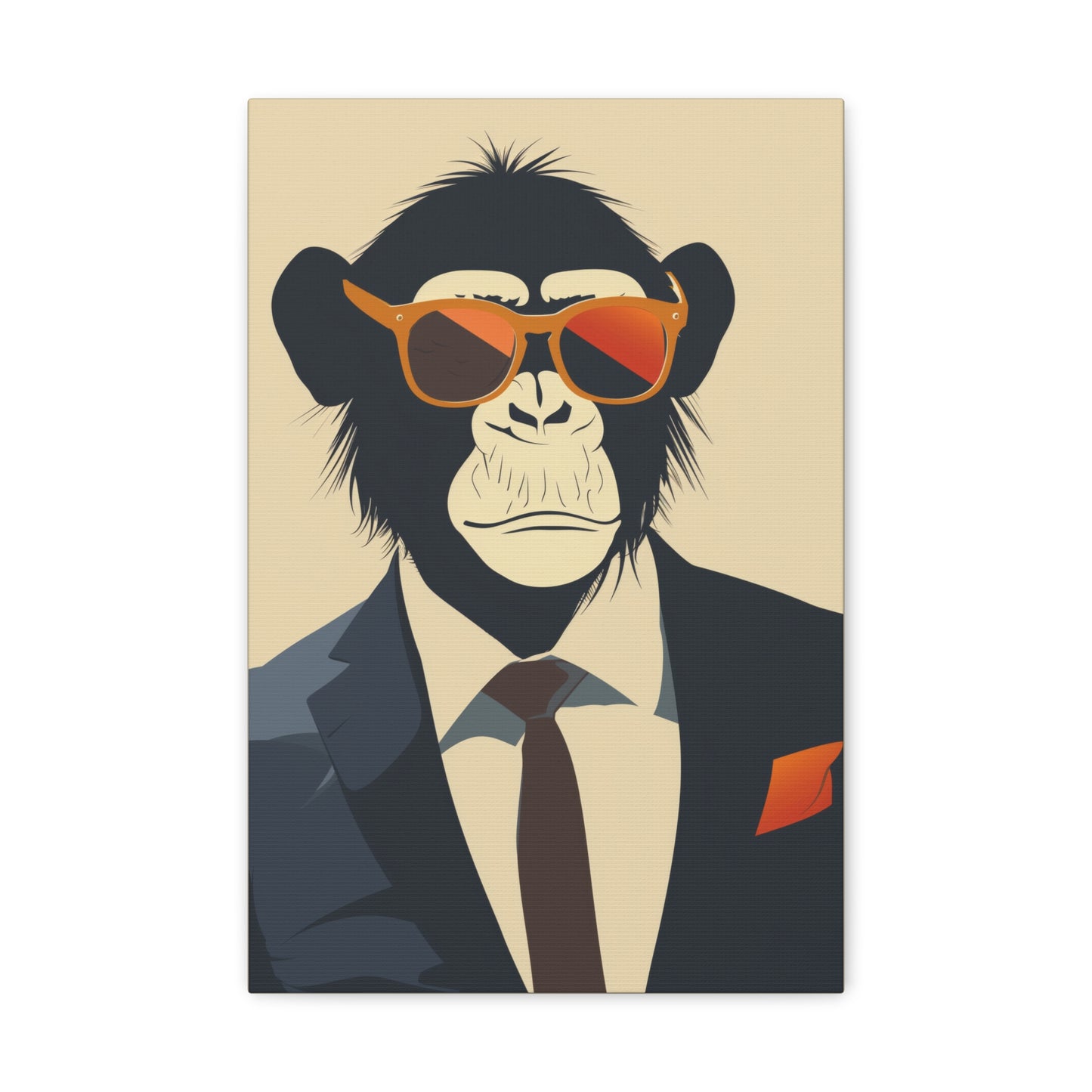 Ape Wearing Suite and Sunglasses Digital Illustration Canvas Gallery Wraps