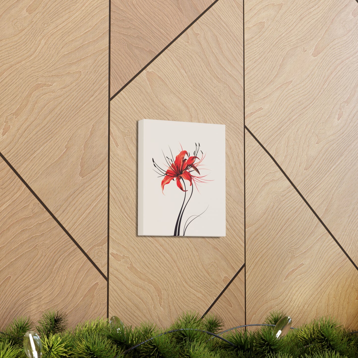 Red Spider Lily Flower Digital Illustration Canvas Gallery Wraps