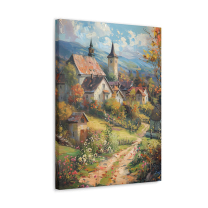 European country side in medieval times whimsical Digital Oil Painting Print Canvas Gallery Wraps