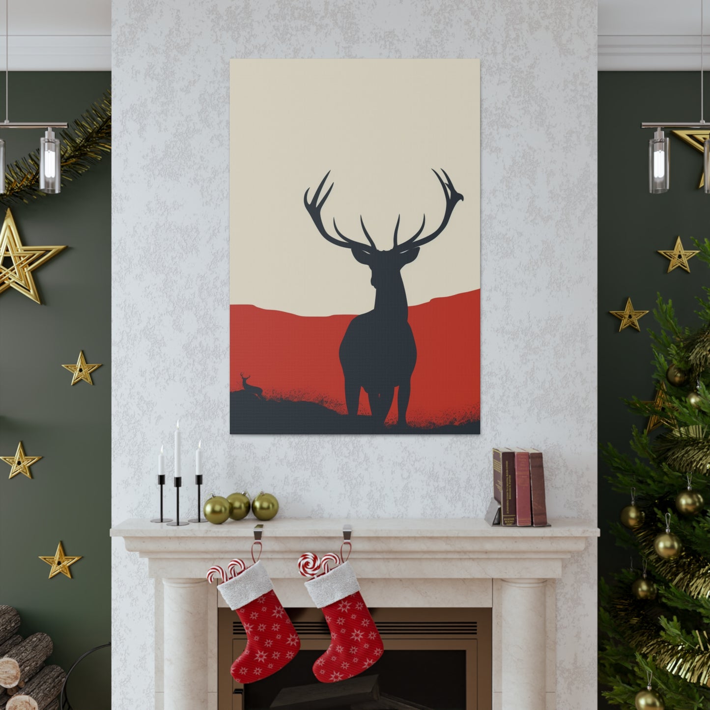 Reindeer with antlers  Digital Illustration Canvas Gallery Wraps