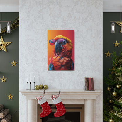 Parrot Wearing Sunglasses - Illustration Canvas Gallery Wraps