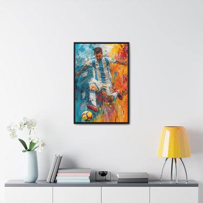 Lionel Messi Playing with Argentina T-Shirt - Canvas Print