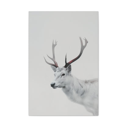 White Reindeer Digital Illustration Canvas Gallery Wraps