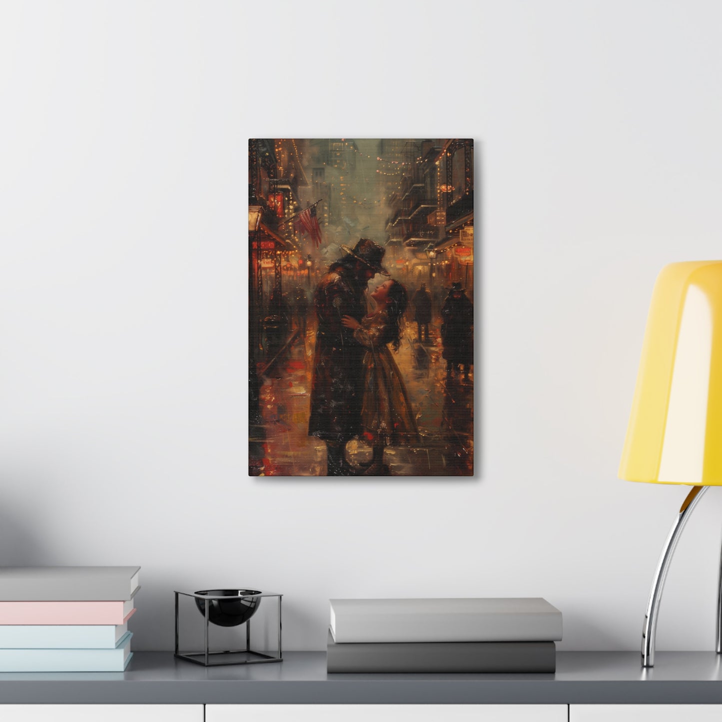 Father and Daughter Dancing on the Street - Rembrandt Style Digital Oil Painting Canvas Gallery Wraps