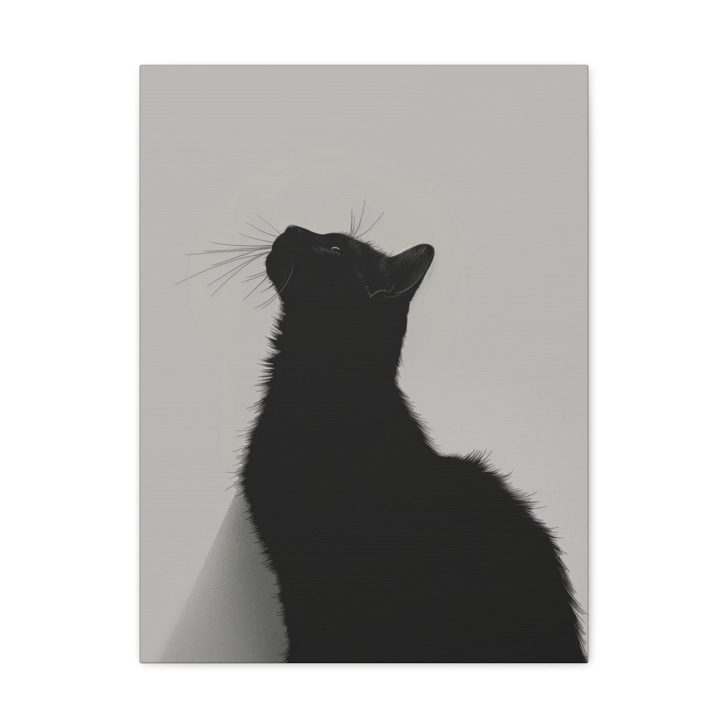 Black Cat Looking Up Digital Illustration Canvas Gallery Wraps