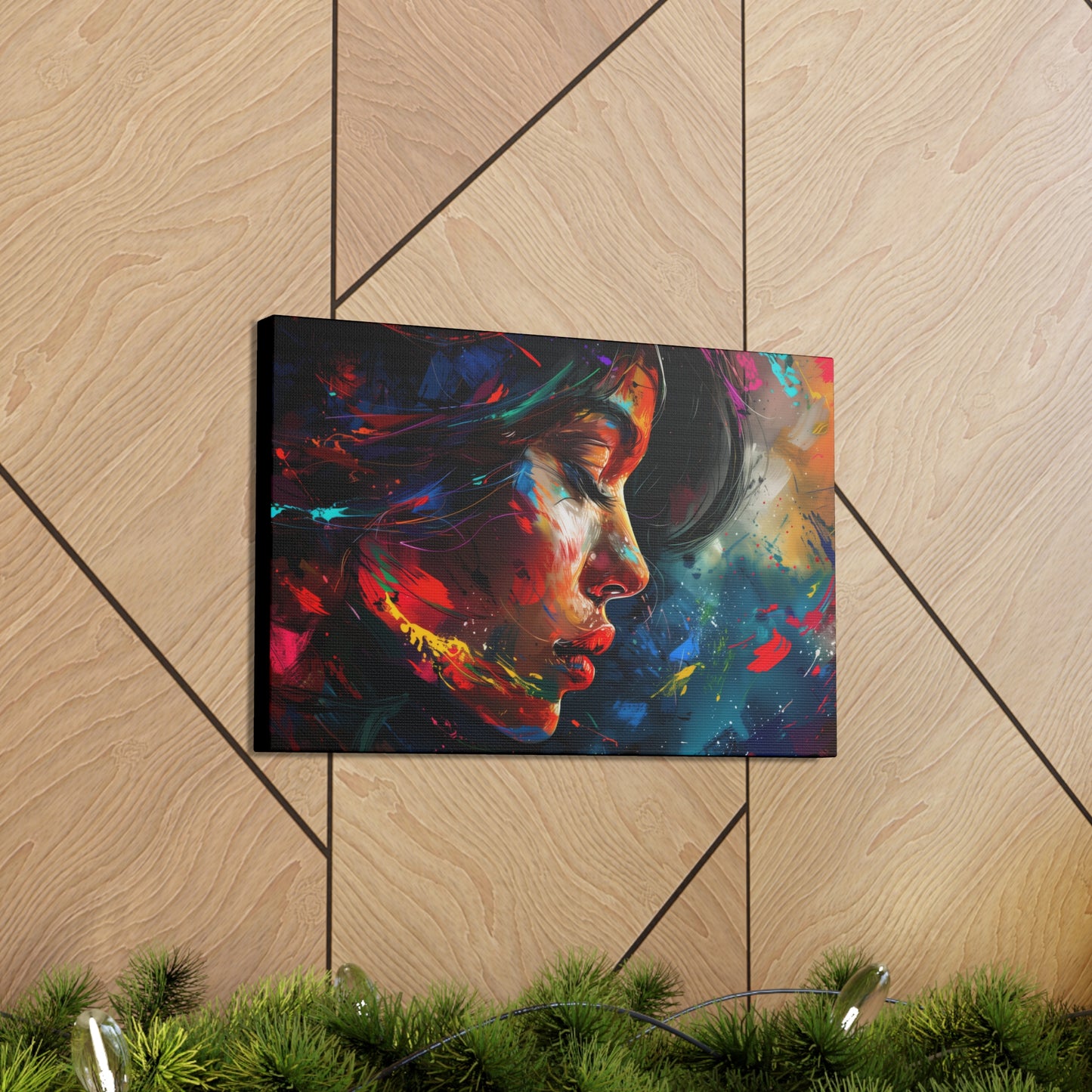 Beautiful Girl Face - Colorful Impressionist Style Digital Art Canvas Gallery Wraps