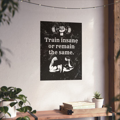 Train Insane or Remain the Same: Motivational Gym Poster - Digital Illustration Matte Vertical Poster