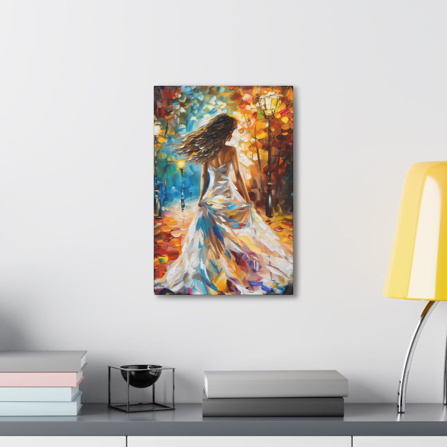 bride walking in street - Leonid Afremov Style Digital Print Canvas Gallery Wraps