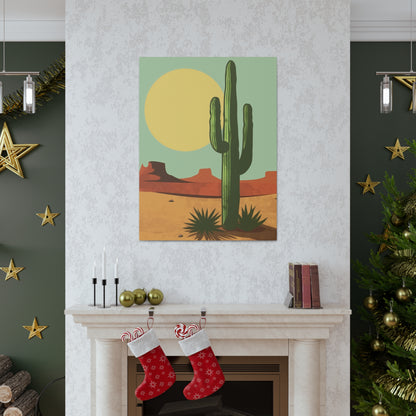 Saguaro Cactus in Desert - Illustration Canvas Gallery Wraps