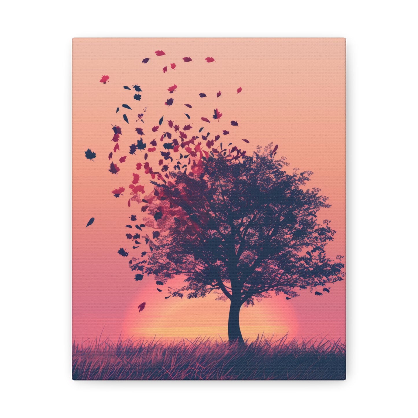 Tree in a Golden Sunset Digital Illustration Canvas Gallery Wraps