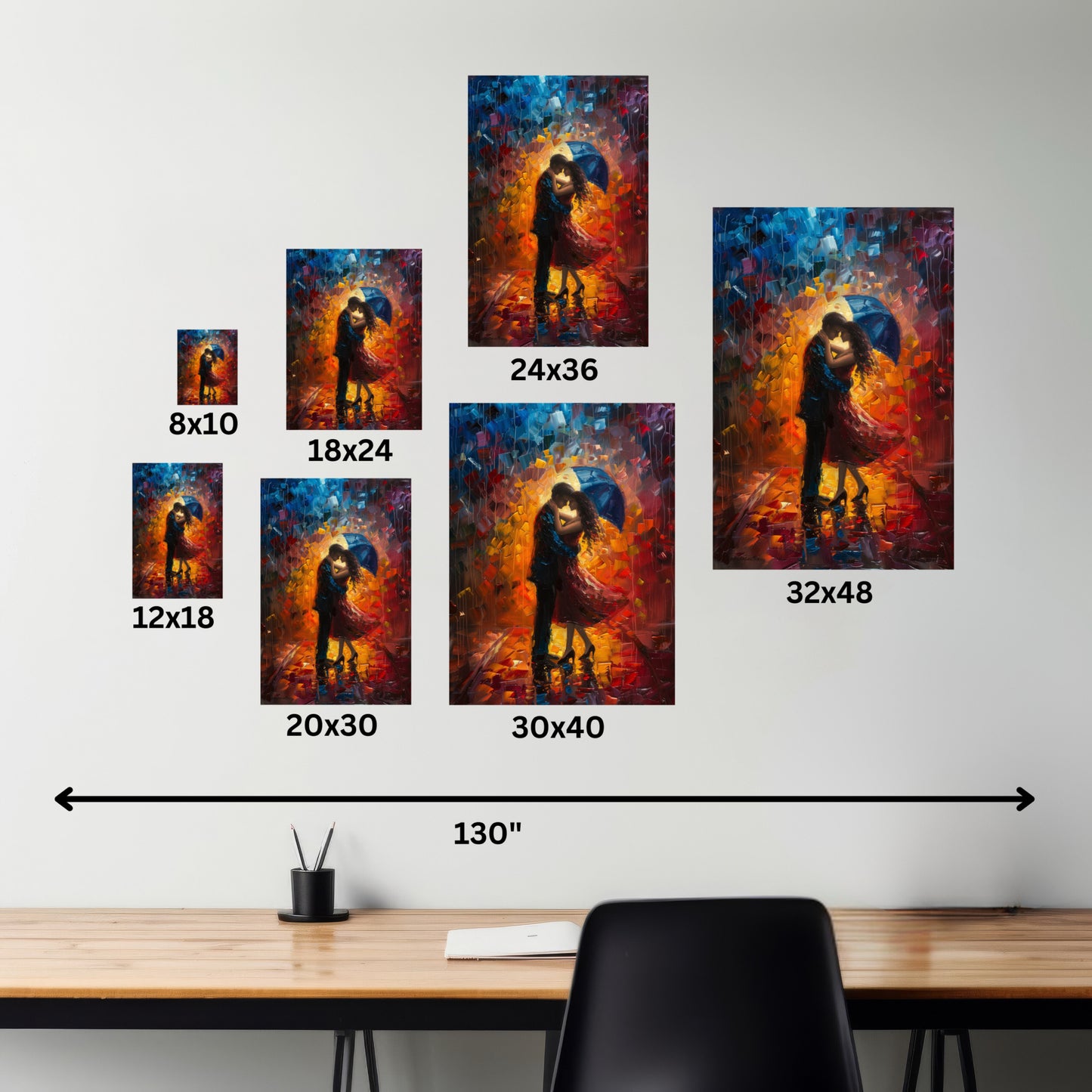 Couple - Leonid Afremov Style Digital Oil Painting Canvas Gallery Wraps