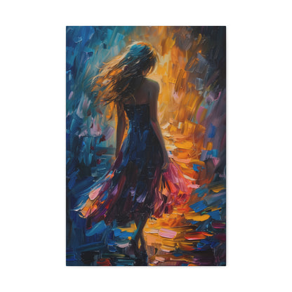 girl - Leonid Afremov Style Digital Print Canvas Gallery Wraps