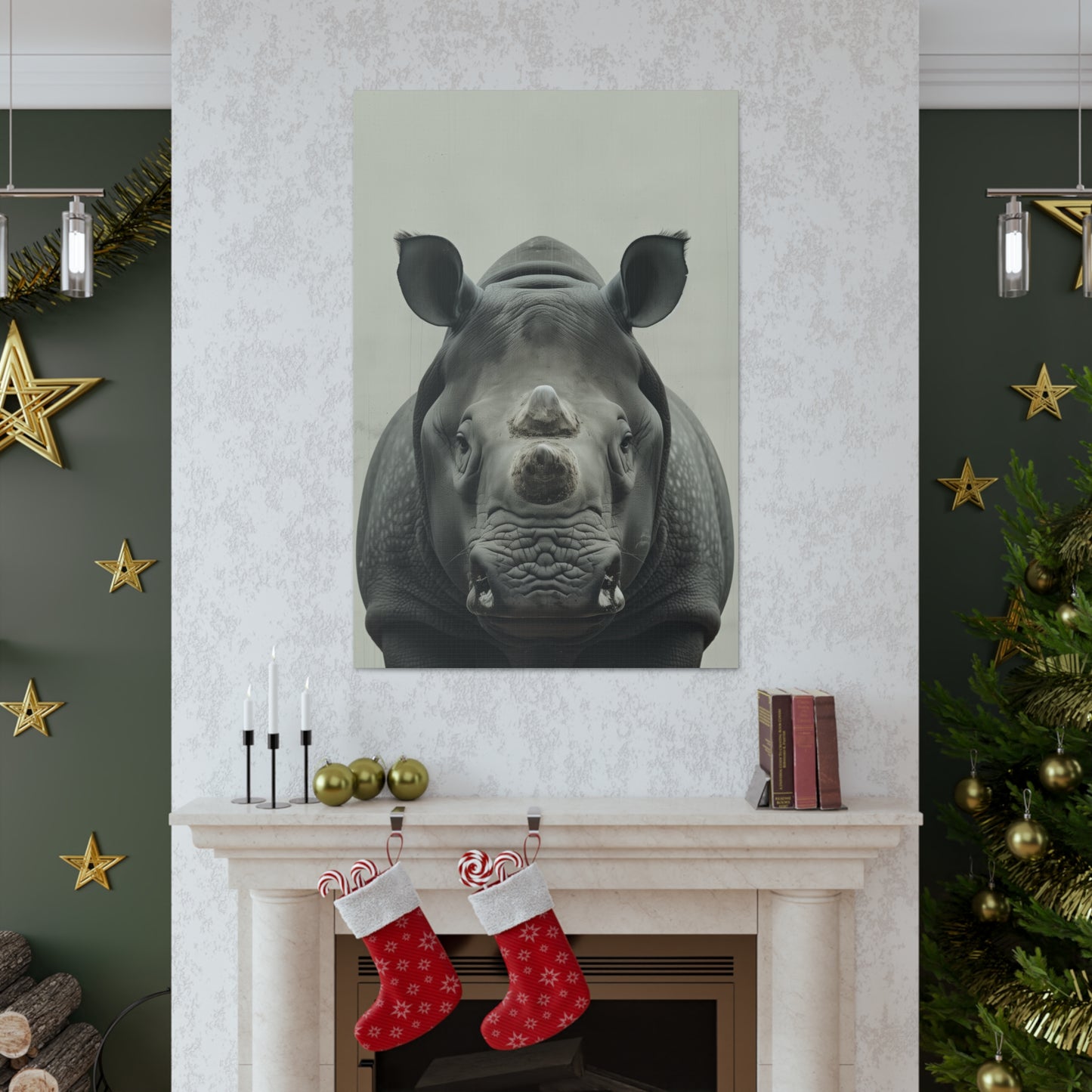 Rhinoceros  Digital Illustration Canvas Gallery Wraps