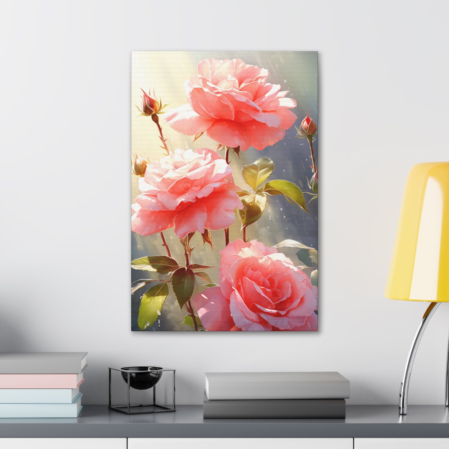 Rose Flowers - Watercolor Painting Digital Illustration Canvas Gallery Wraps