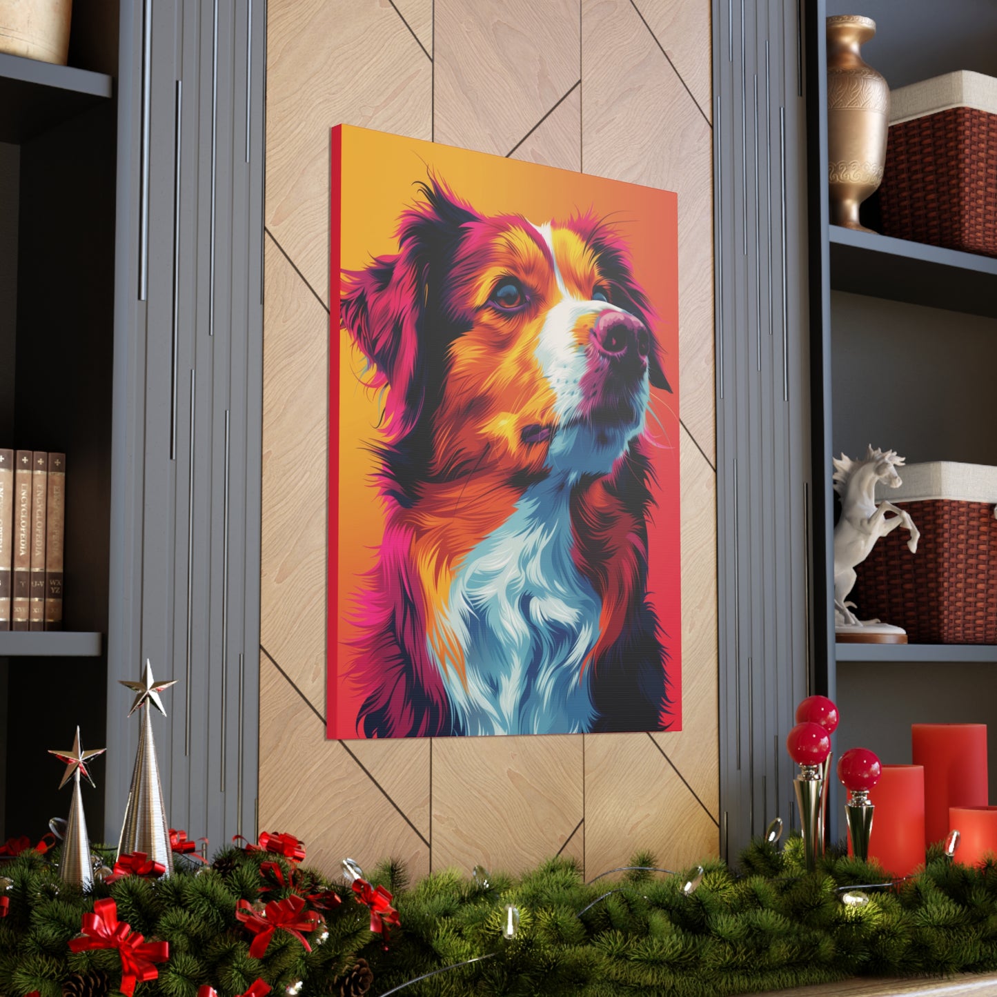 Border Collie Dog - Abstract Illustration Canvas Gallery Wraps