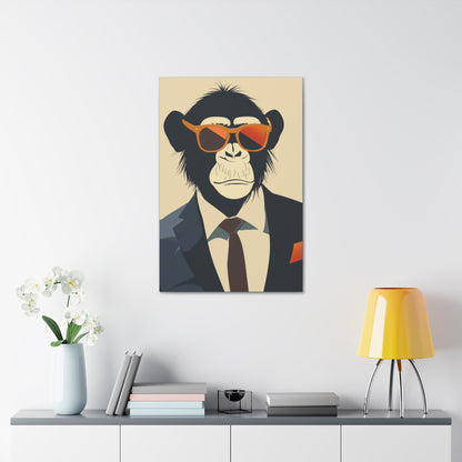 Ape Wearing Suite and Sunglasses Digital Illustration Canvas Gallery Wraps